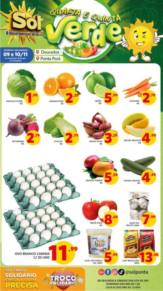 Supermercado Sol e as ofertas da quarta e quinta verde Supermercado Sol e as ofertas da quarta e quinta verde