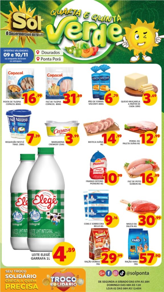 Supermercado Sol e as ofertas da quarta e quinta verde Supermercado Sol e as ofertas da quarta e quinta verde