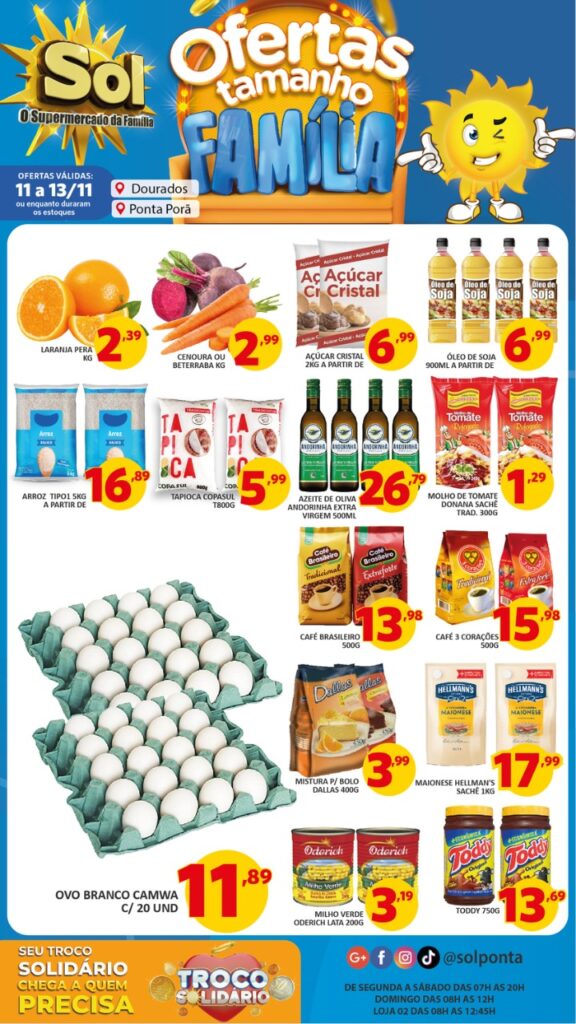 Supermercado Sol e as ofertas tamanho família