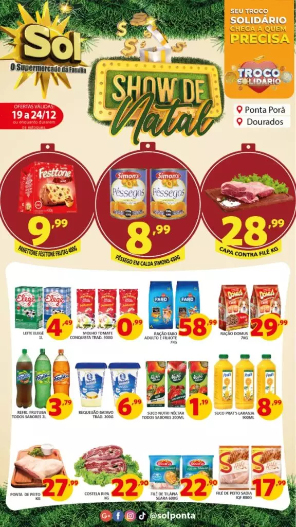 Confira as ofertas show de natal no Supermercado Sol