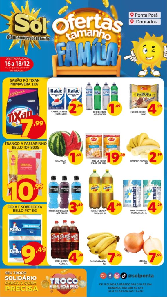 Supermercado Sol e as ofertas tamanho família