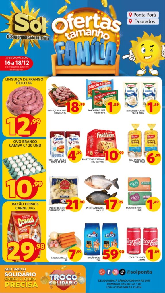 Supermercado Sol e as ofertas tamanho família