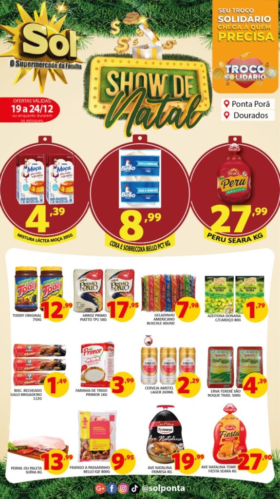 Supermercado Sol e as ofertas show de natal