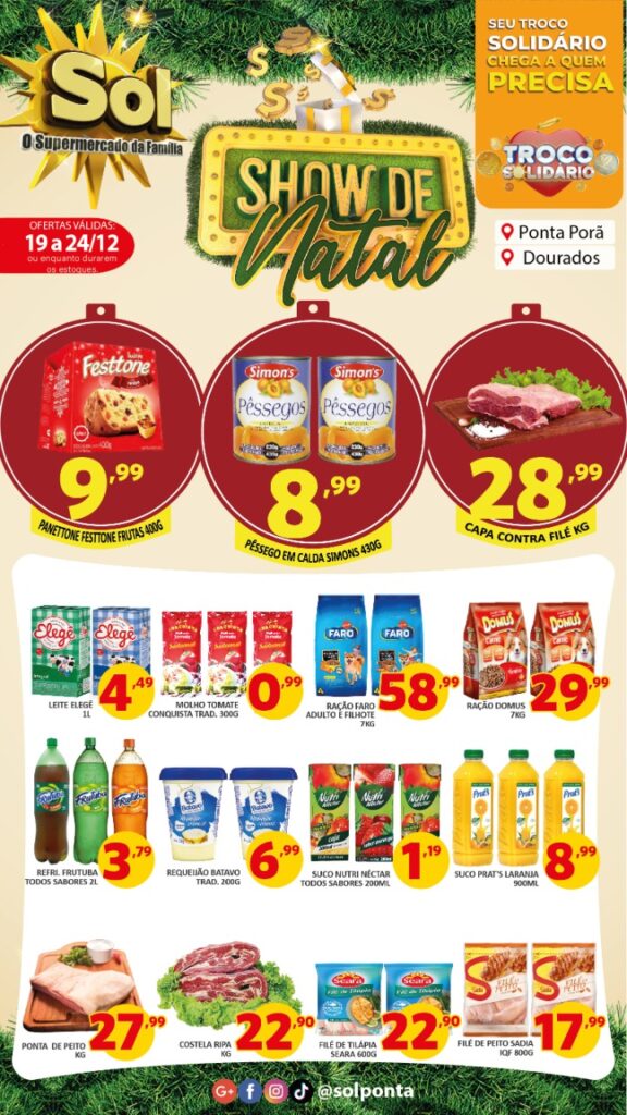 Supermercado Sol e as ofertas show de natal