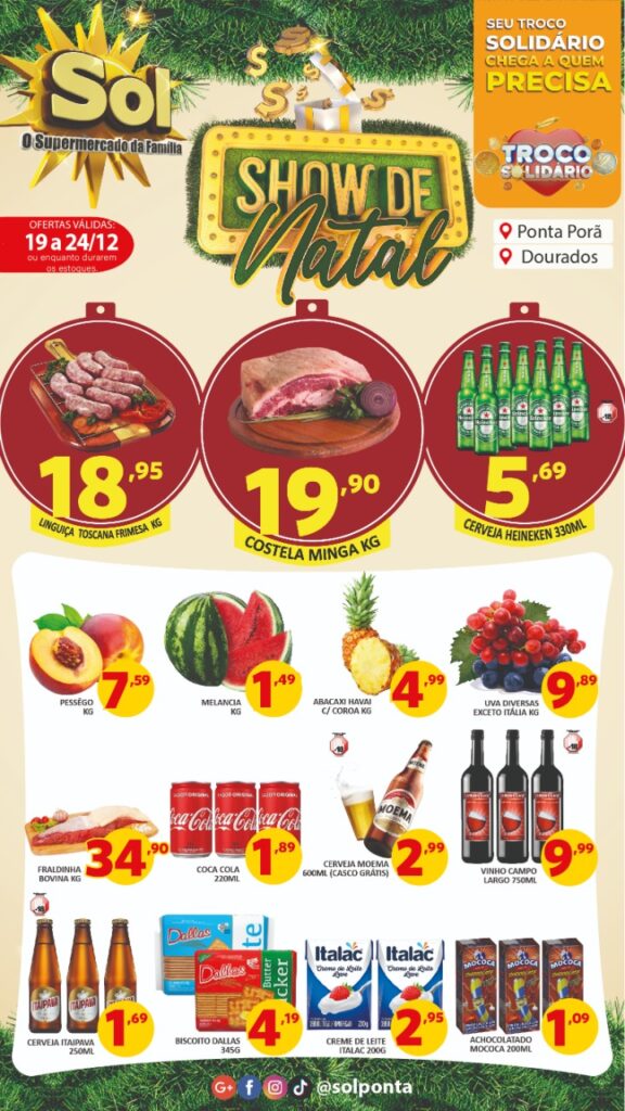 Supermercado Sol e as ofertas show de natal
