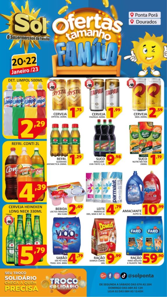 Supermercado Sol e as ofertas tamanho família