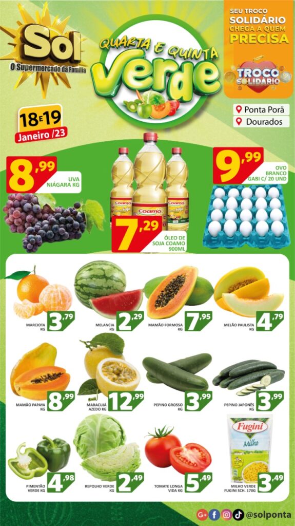 Supermercado Sol e as ofertas da quarta e quinta verde