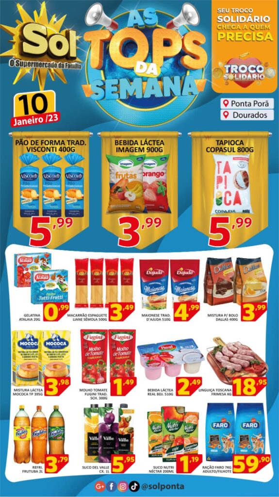 Supermercado Sol e as ofertas tops da semana