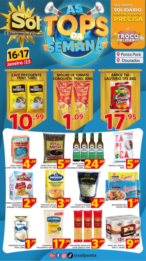 Supermercado Sol e as ofertas Tops da semana Supermercado Sol e as ofertas Tops da semana