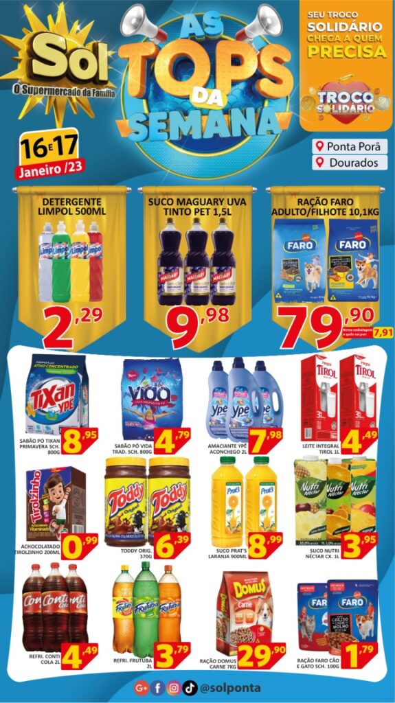 Supermercado Sol e as ofertas Tops da semana Supermercado Sol e as ofertas Tops da semana