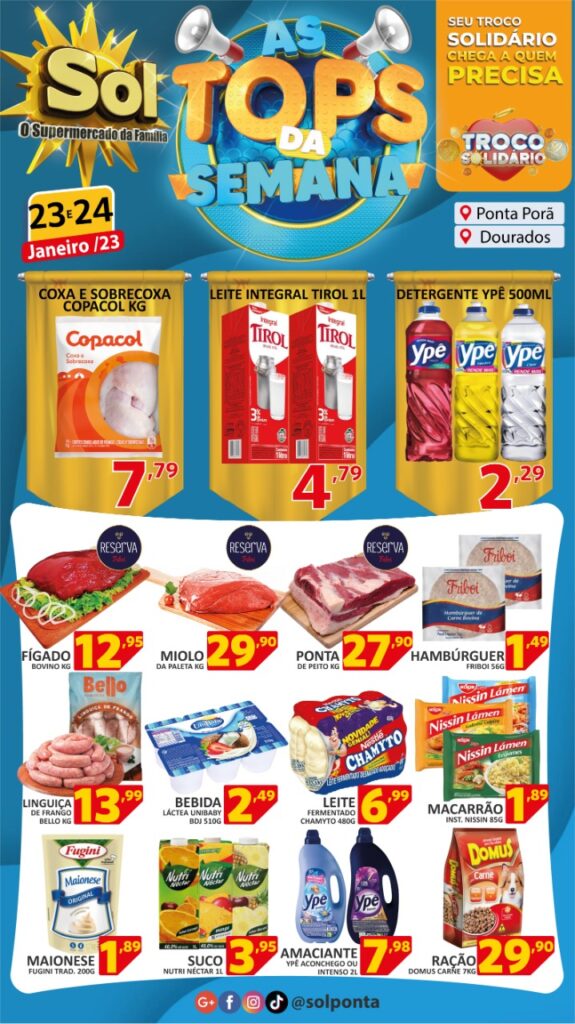 Supermercado Sol e as ofertas Tops da semana