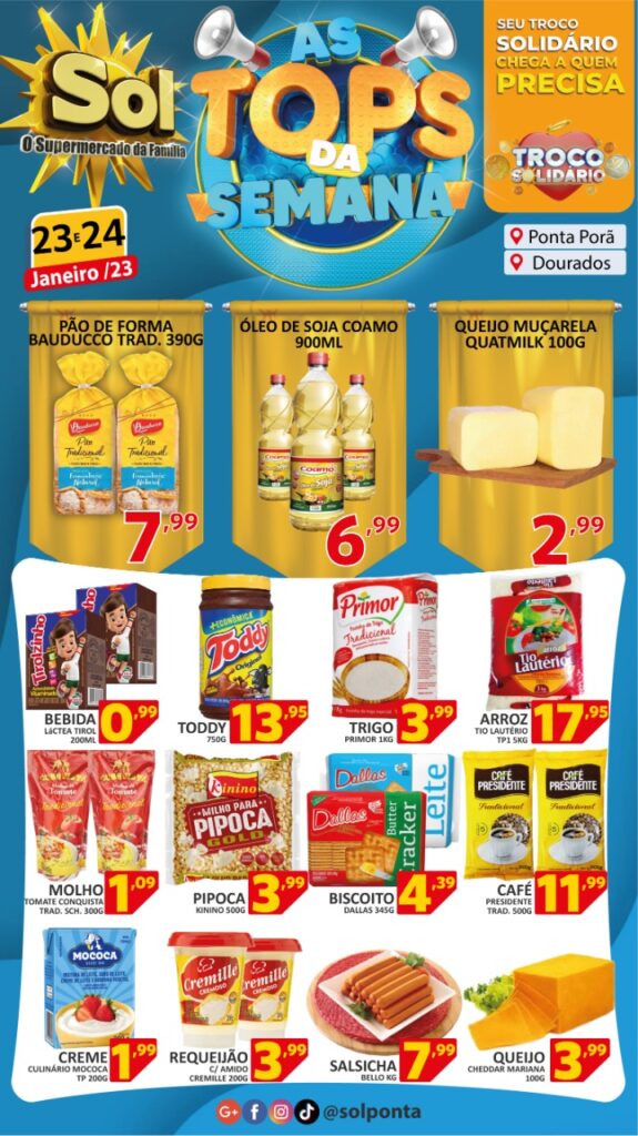 Supermercado Sol e as ofertas Tops da semana
