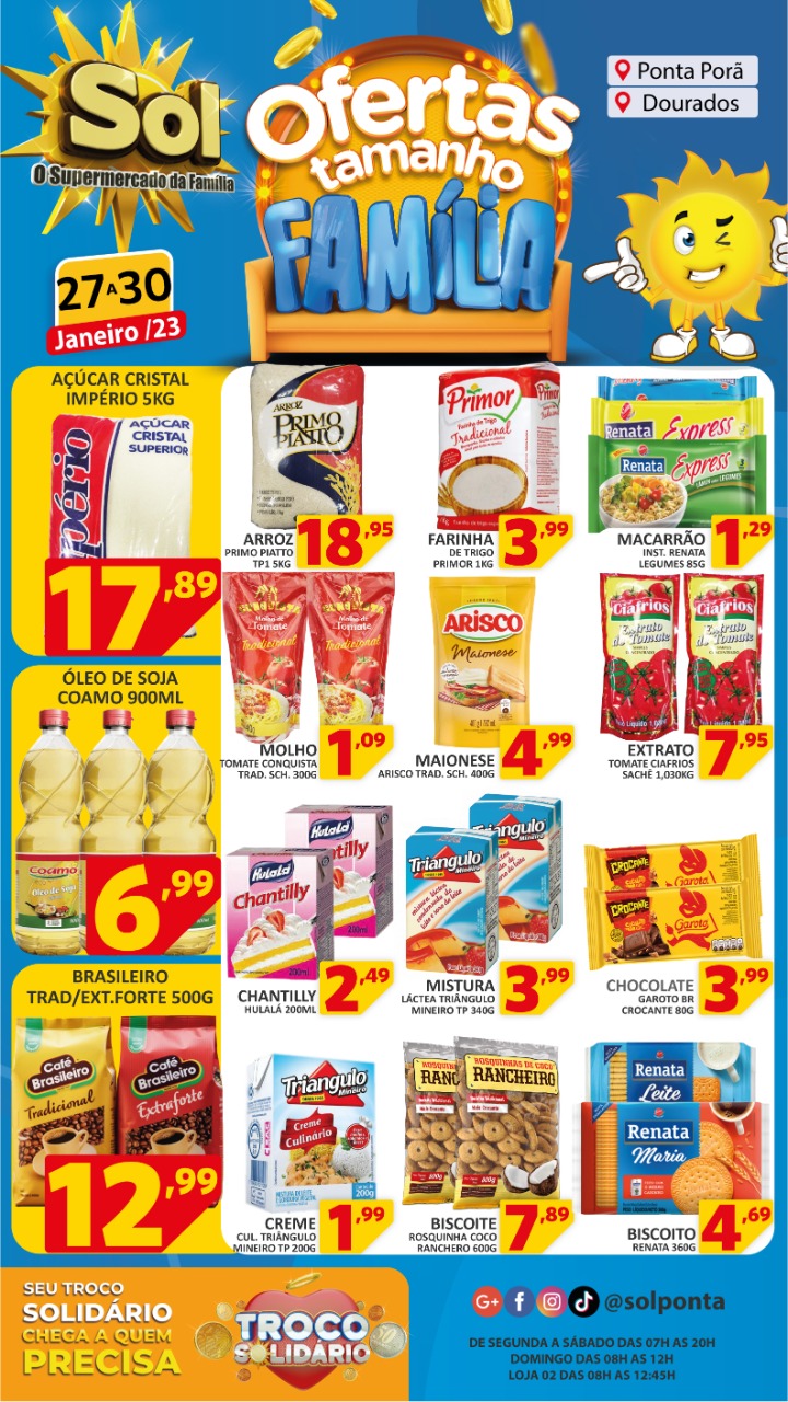Confira as Ofertas Tamanho Família do Supermercado Sol