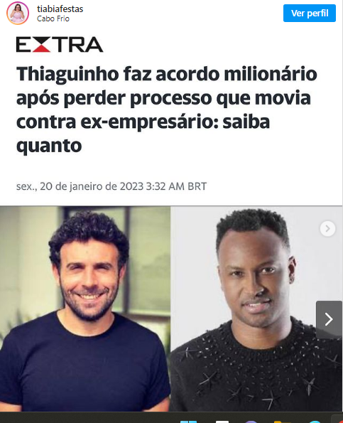 Thiaguinho faz acordo milionário com ex-empresário após perder processo que movia por estelionato Thiaguinho faz acordo milionário com ex-empresário após perder processo que movia por estelionato
