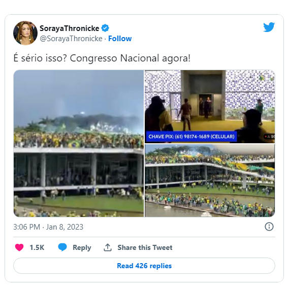 PM de Brasília reage com bombas durante invasão de bolsonaristas radicais ao Congresso