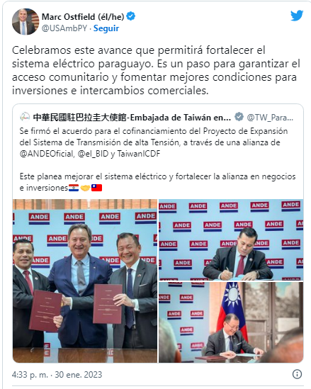 Embajador de EEUU "celebra" alianza para mejorar el sistema eléctrico Embajador de EEUU "celebra" alianza para mejorar el sistema eléctrico