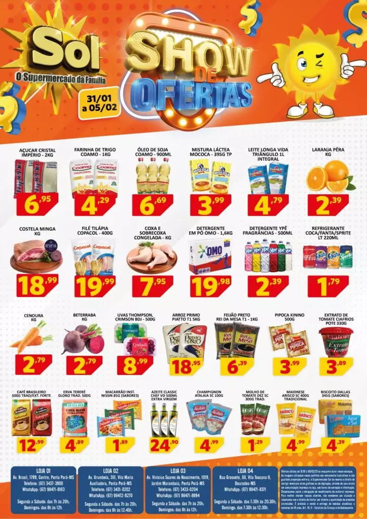 O show de ofertas do Supermercado Sol vai até domingo dia 5