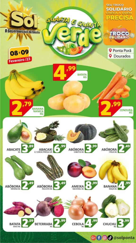 Supermercado Sol e as oferta da quarta e quinta verde