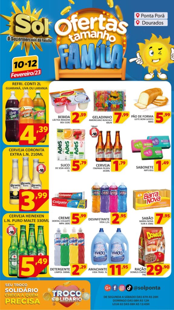 Supermercado Sol e as ofertas tamanho família