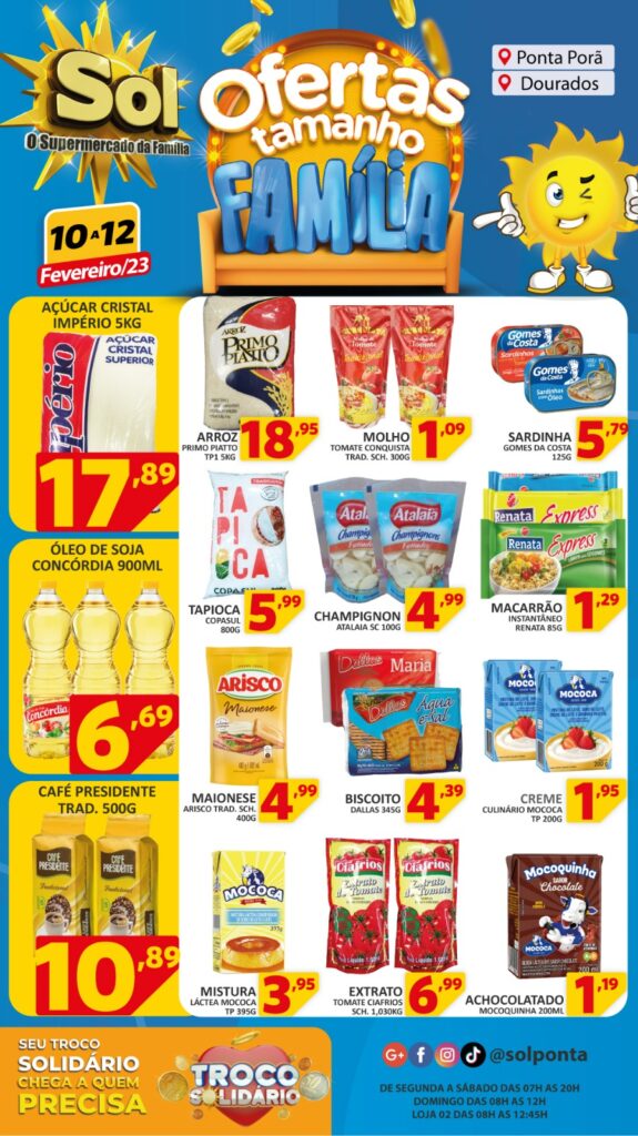 Supermercado Sol e as ofertas tamanho família