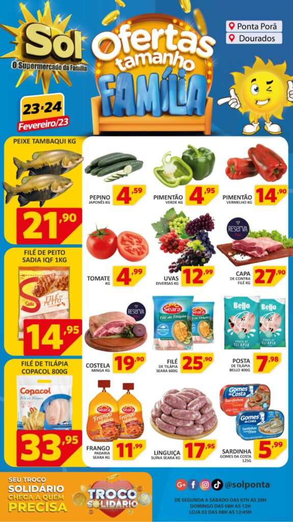 Supermercado Sol e as oferts tamamhp família