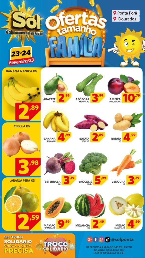 Supermercado Sol e as oferts tamamhp família