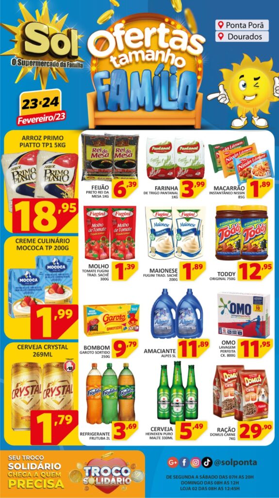 Supermercado Sol e as oferts tamamhp família