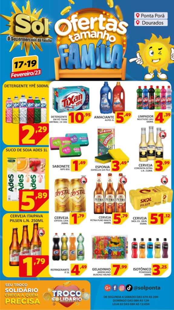 Supermercado Sol e as ofertas tamanho família