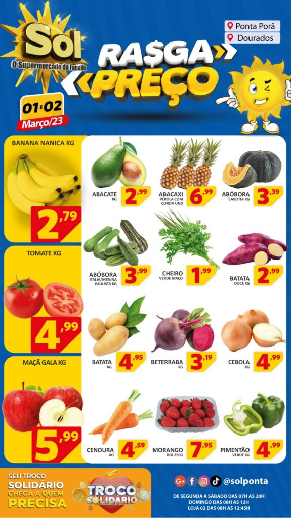 Supermercado Sol e as ofertas da promoção rasga preços