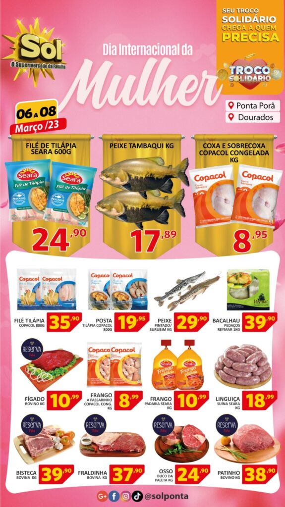 Supermercado Sol e as ofertas para o dia internacional da mulher