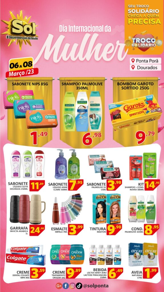 Supermercado Sol e as ofertas para o dia internacional da mulher