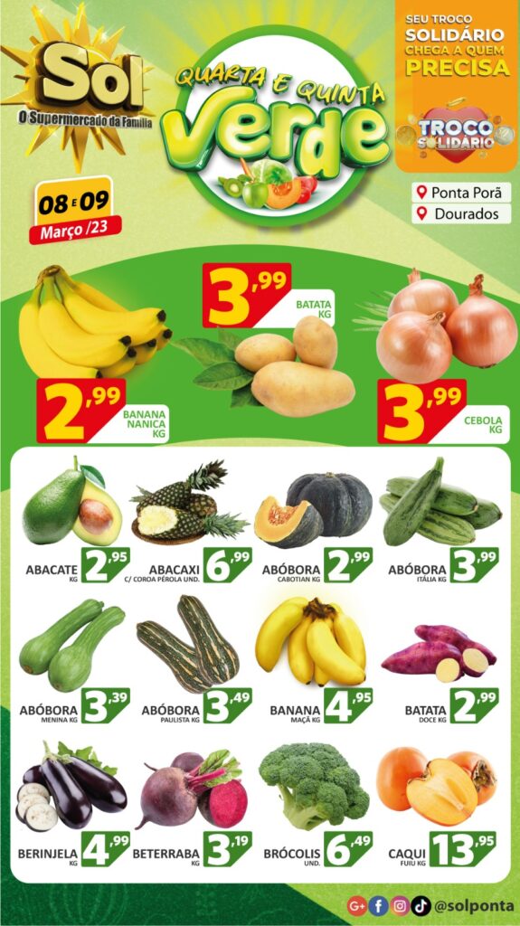 Supermercado Sol e as ofertas da quarta e quinta verde Supermercado Sol e as ofertas da quarta e quinta verde