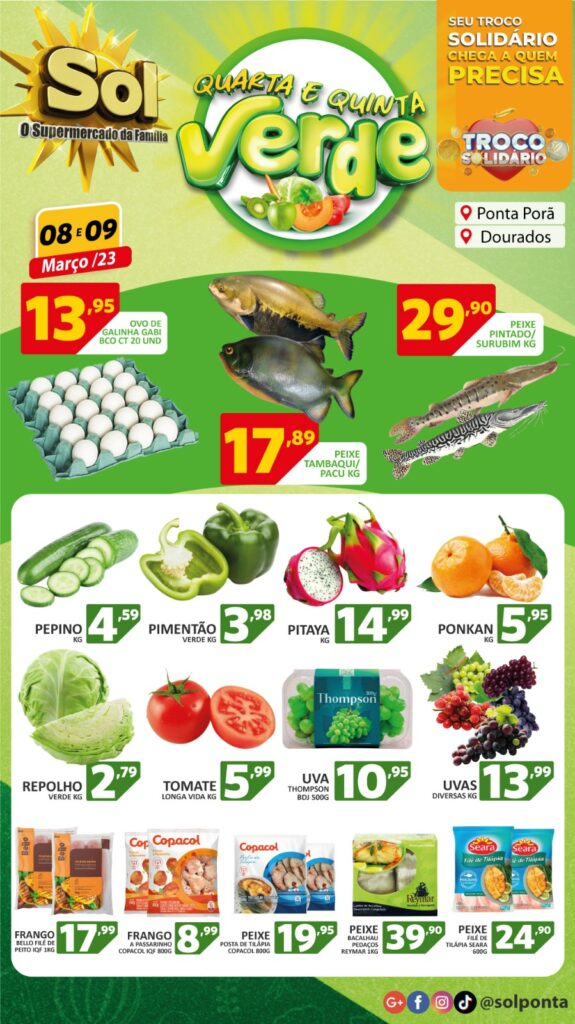 Supermercado Sol e as ofertas da quarta e quinta verde Supermercado Sol e as ofertas da quarta e quinta verde