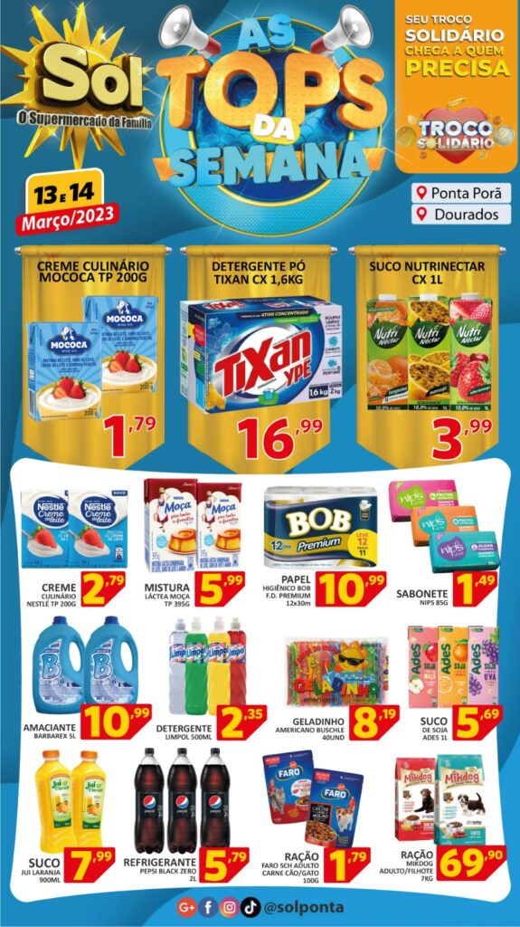 Supermercado Sol e as ofertas tops da semana