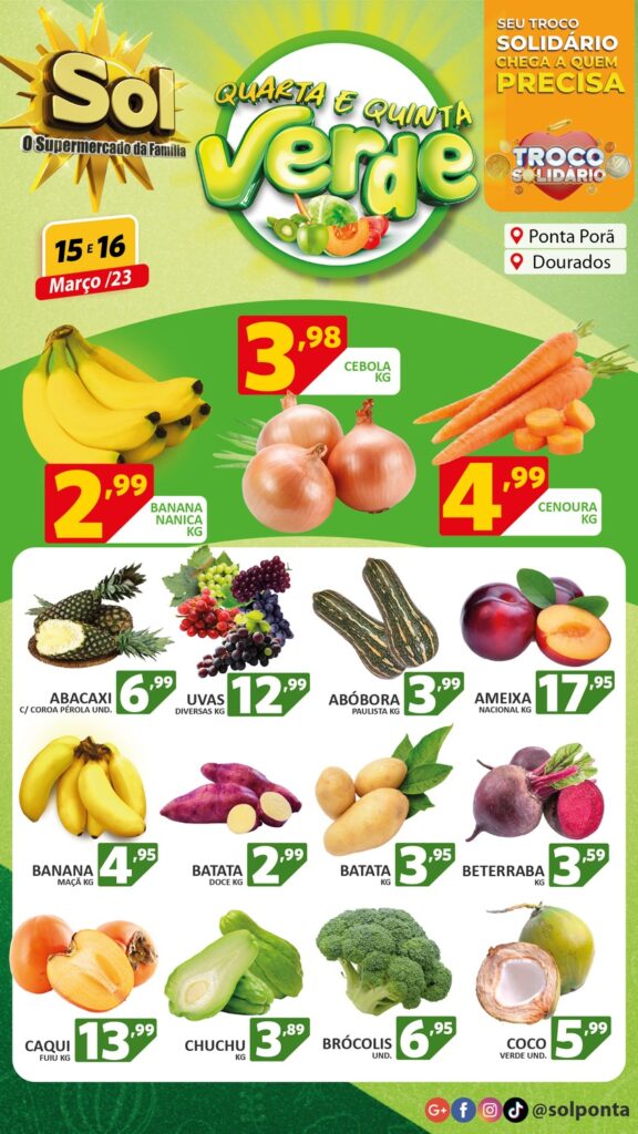 Supermercado Sol e as ofertas da quarta e quinta verde