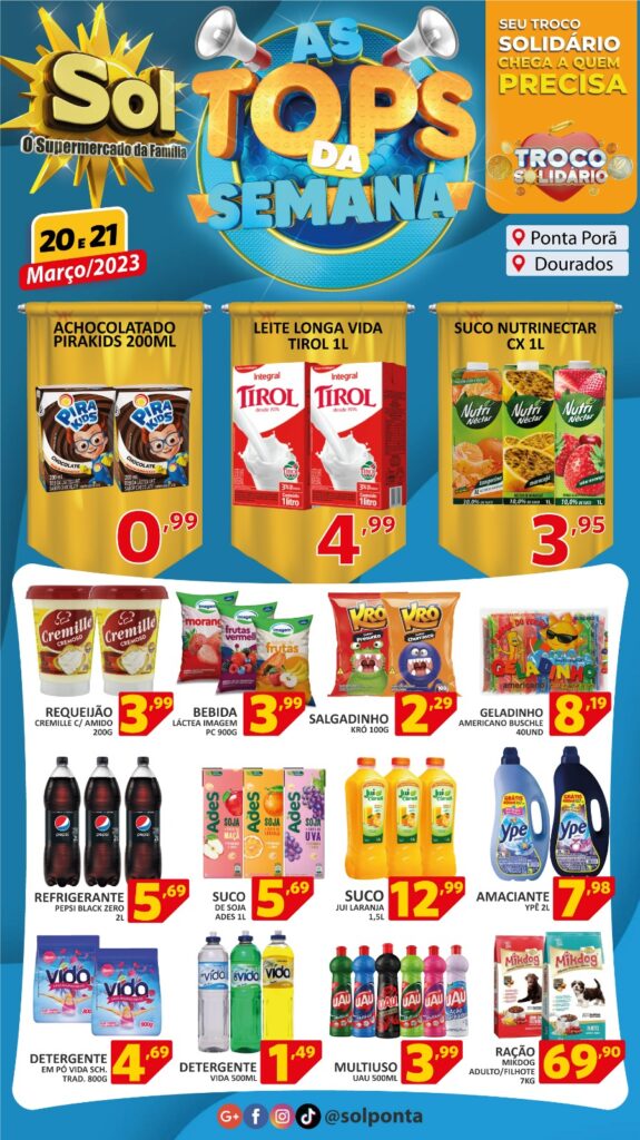 Supermercado Sol e as ofertas tops da semana