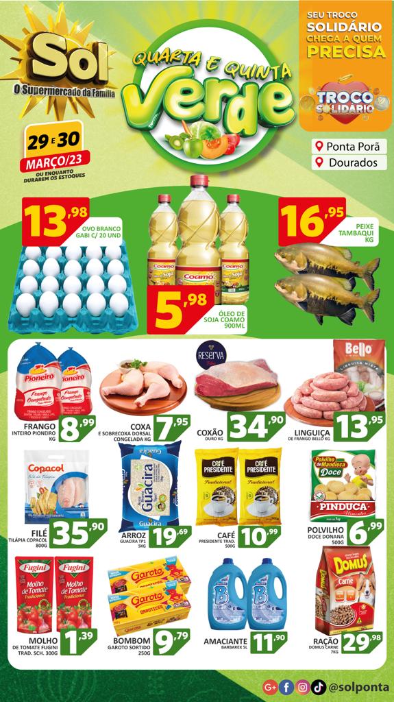 Supermercado Sol e as ofertas da quarta e quinta verde