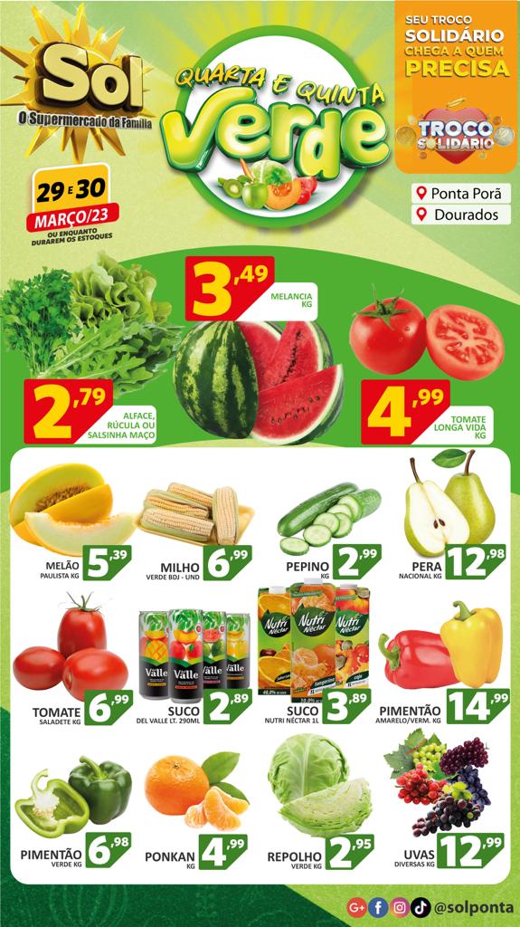 Supermercado Sol e as ofertas da quarta e quinta verde