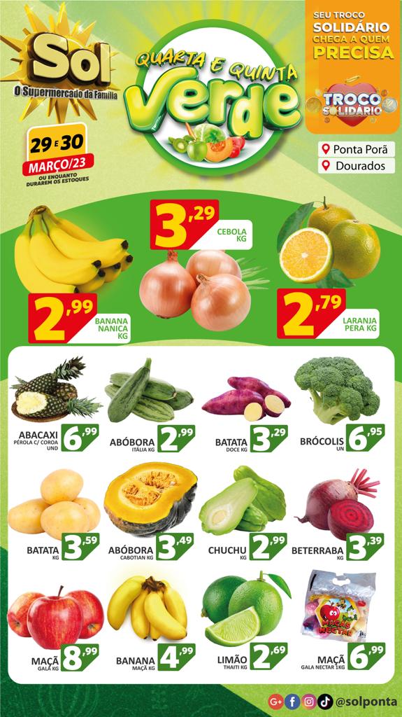 Supermercado Sol e as ofertas da quarta e quinta verde