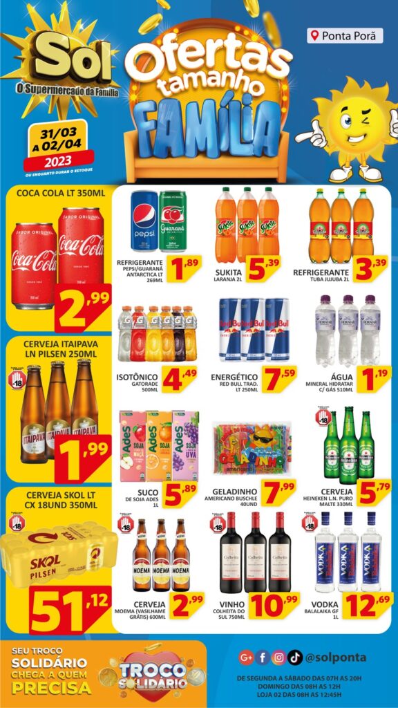 Supermercado Sol e as ofertas tamanho família