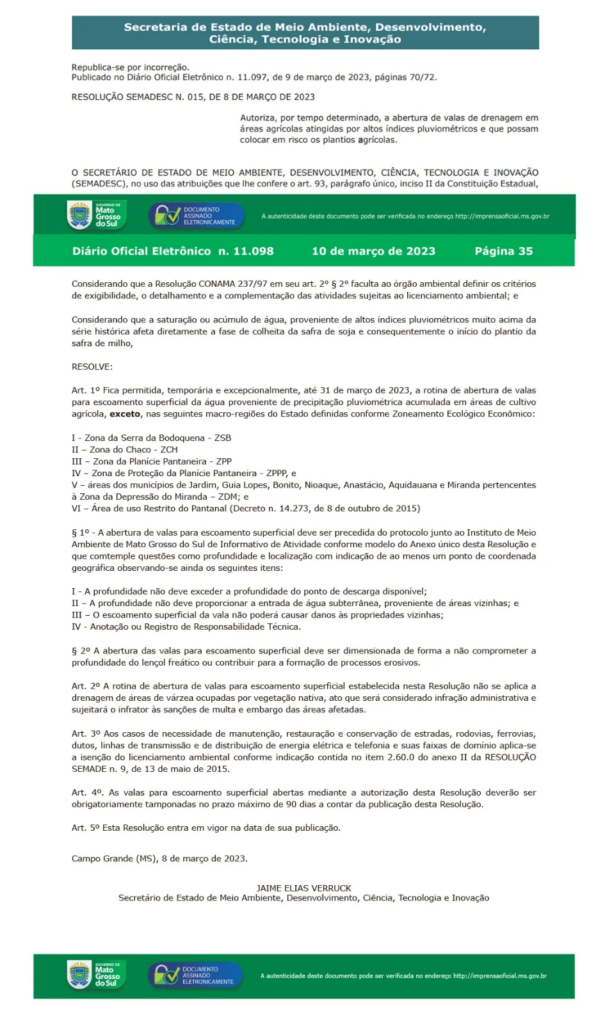 Resolução nº 15 da Semadesc protegendo biomas é publicada com correção no Diário Oficial Resolução nº 15 da Semadesc protegendo biomas é publicada com correção no Diário Oficial