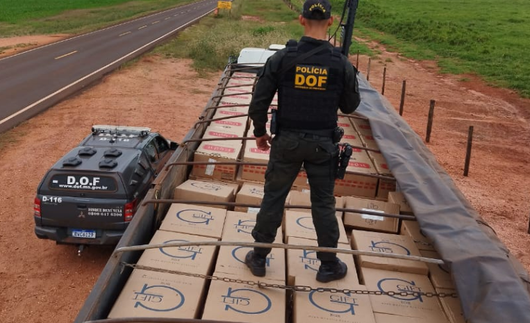 Carga milionária de cigarros ilegais foi apreendida pelo DOF