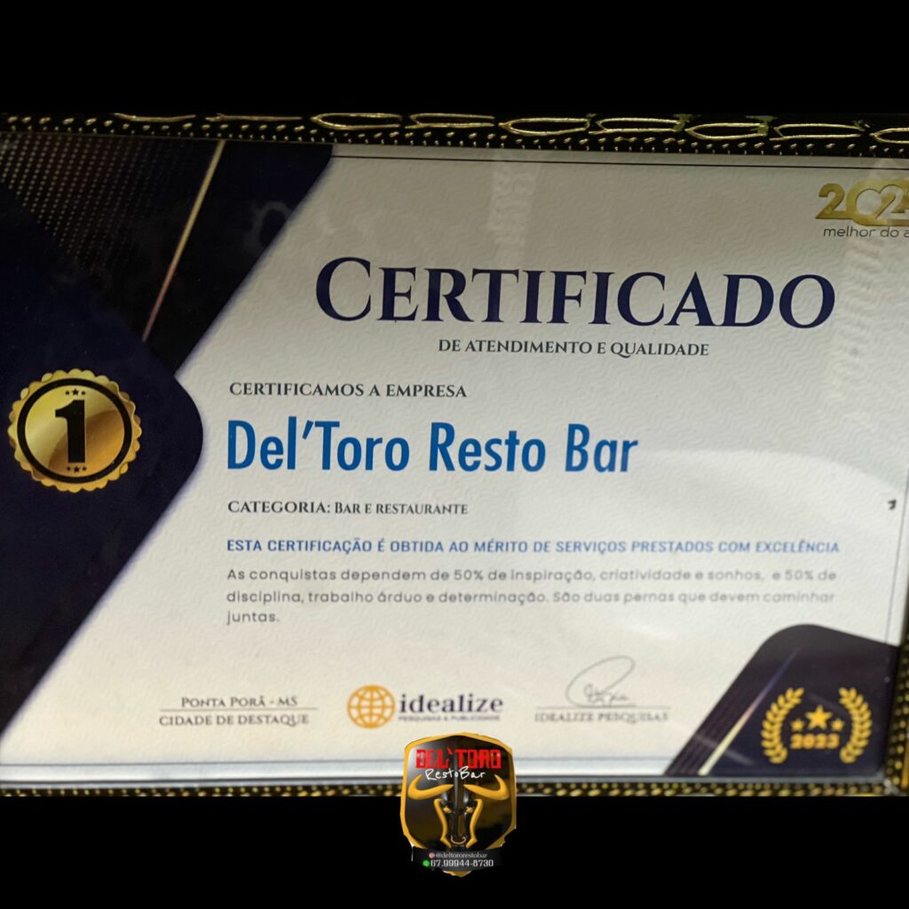 Del’Toro conquista 1º lugar me pesquisa realizada pela Idealize Pesquisas e Publicidade Del’Toro conquista 1º lugar me pesquisa realizada pela Idealize Pesquisas e Publicidade