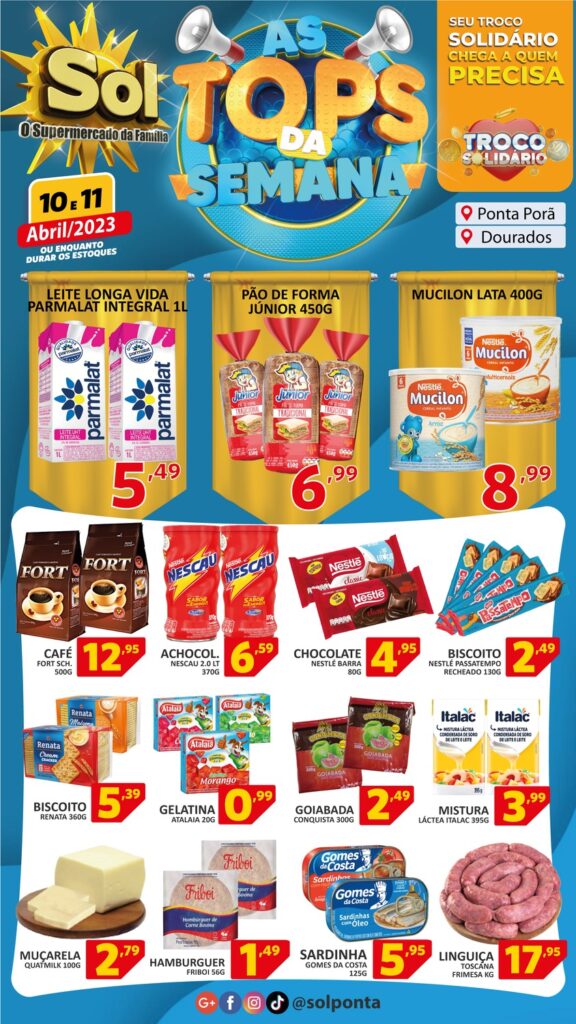 Supermercado Sol e as ofertas tops da semana