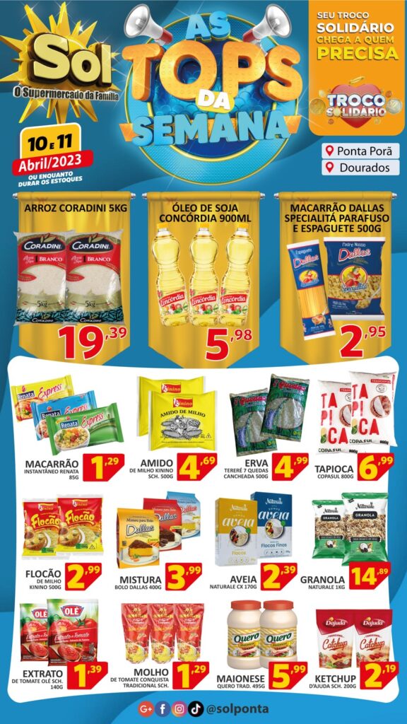 Supermercado Sol e as ofertas tops da semana