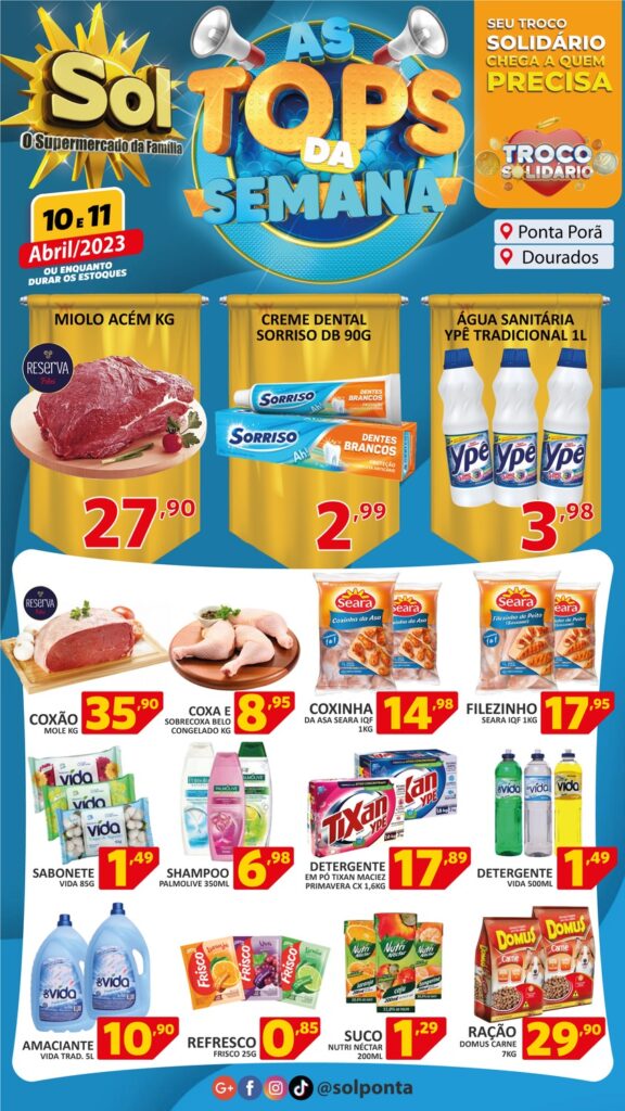 Supermercado Sol e as ofertas tops da semana