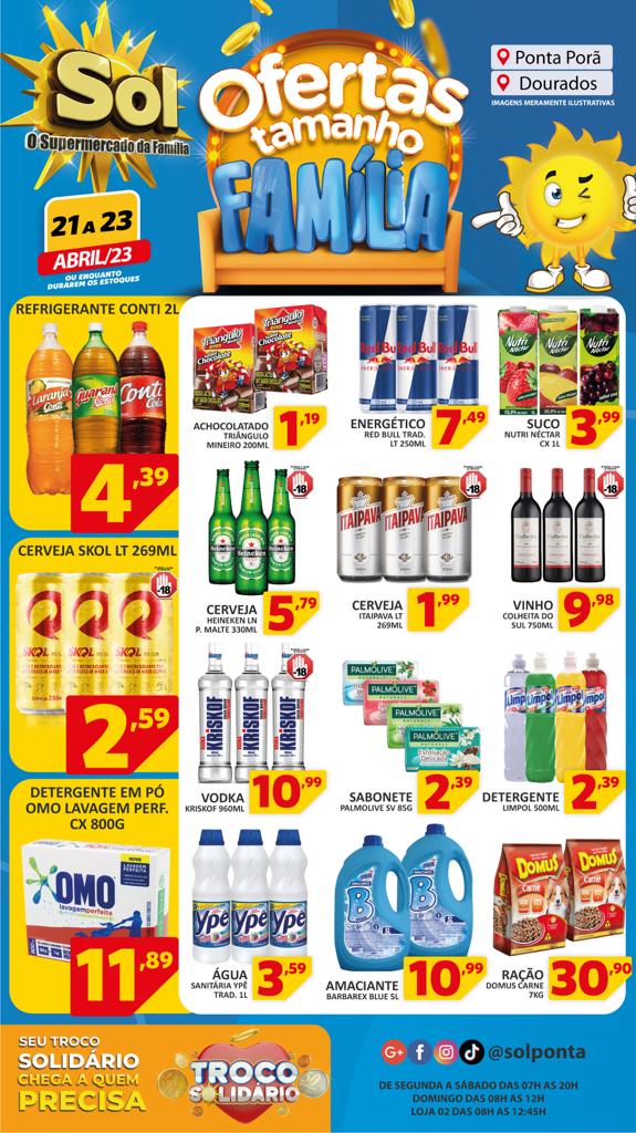 Supermercado Sol e as ofertas tamanho família