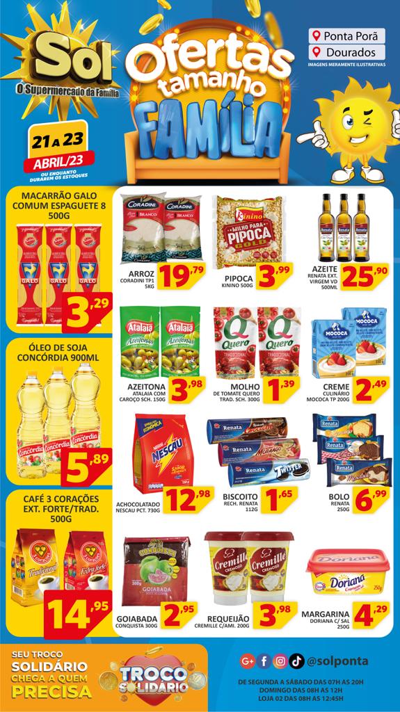 Supermercado Sol e as ofertas tamanho família