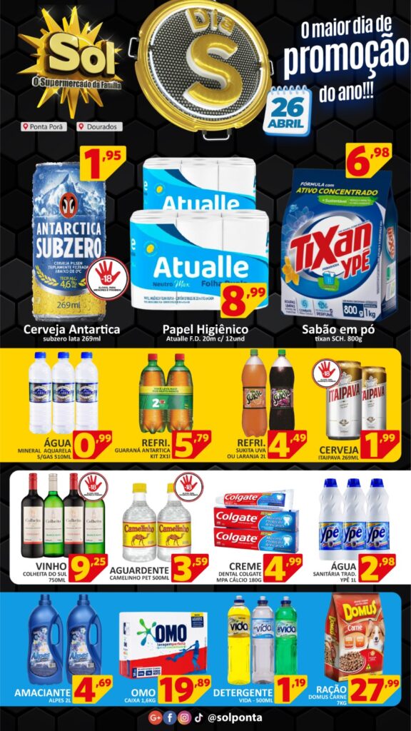 Confira as ofertas do dia S no Supermercado Sol