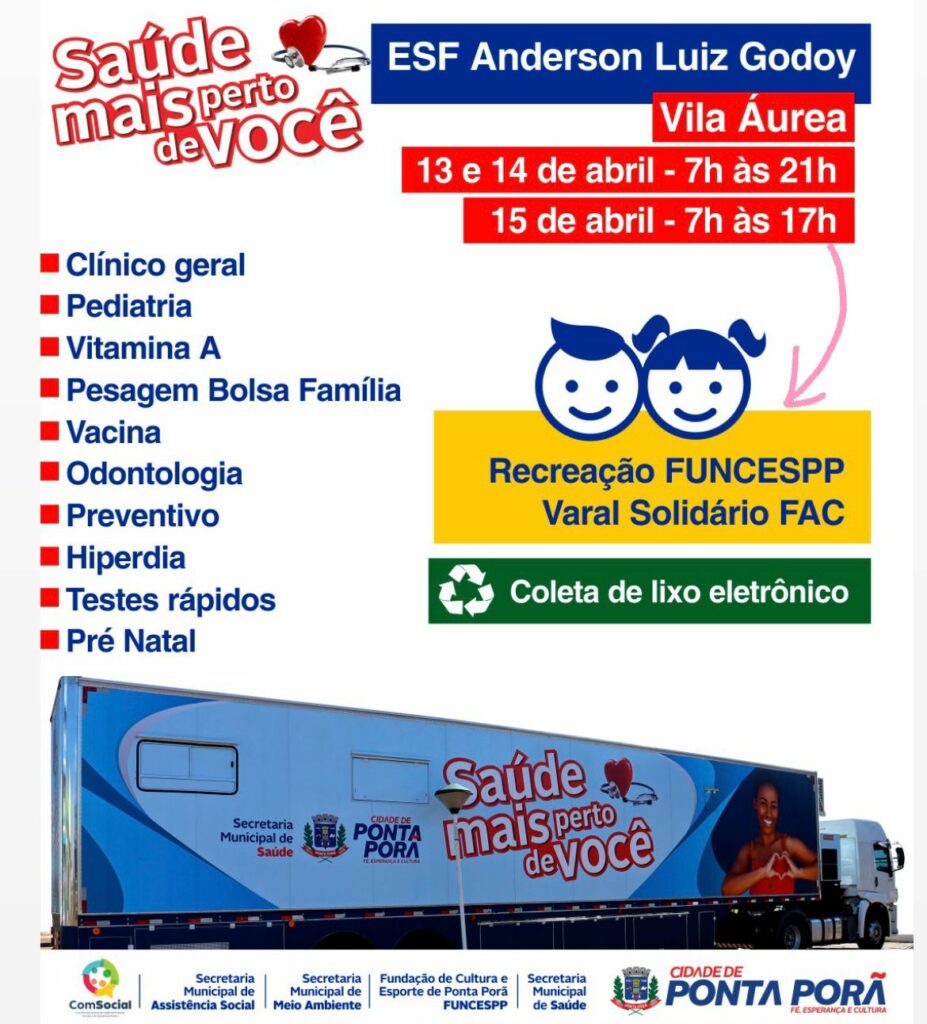 Ponta Porã: Vila Áurea recebe Carretas da Saúde a partir desta quinta-feira Ponta Porã: Vila Áurea recebe Carretas da Saúde a partir desta quinta-feira